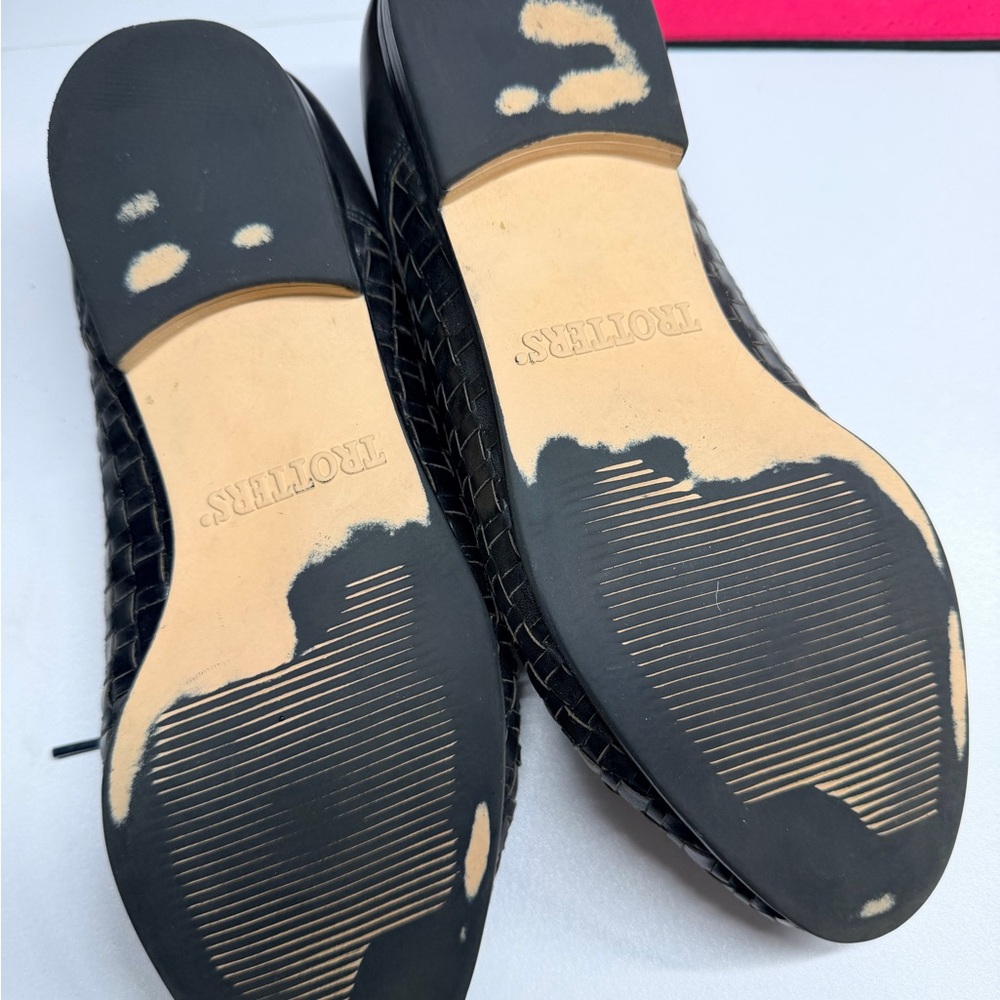 TROTTERS “Lila”” Women’s BLACK Leather Woven Toe Oxfords Sz 8WW - Picture 3 of 6
